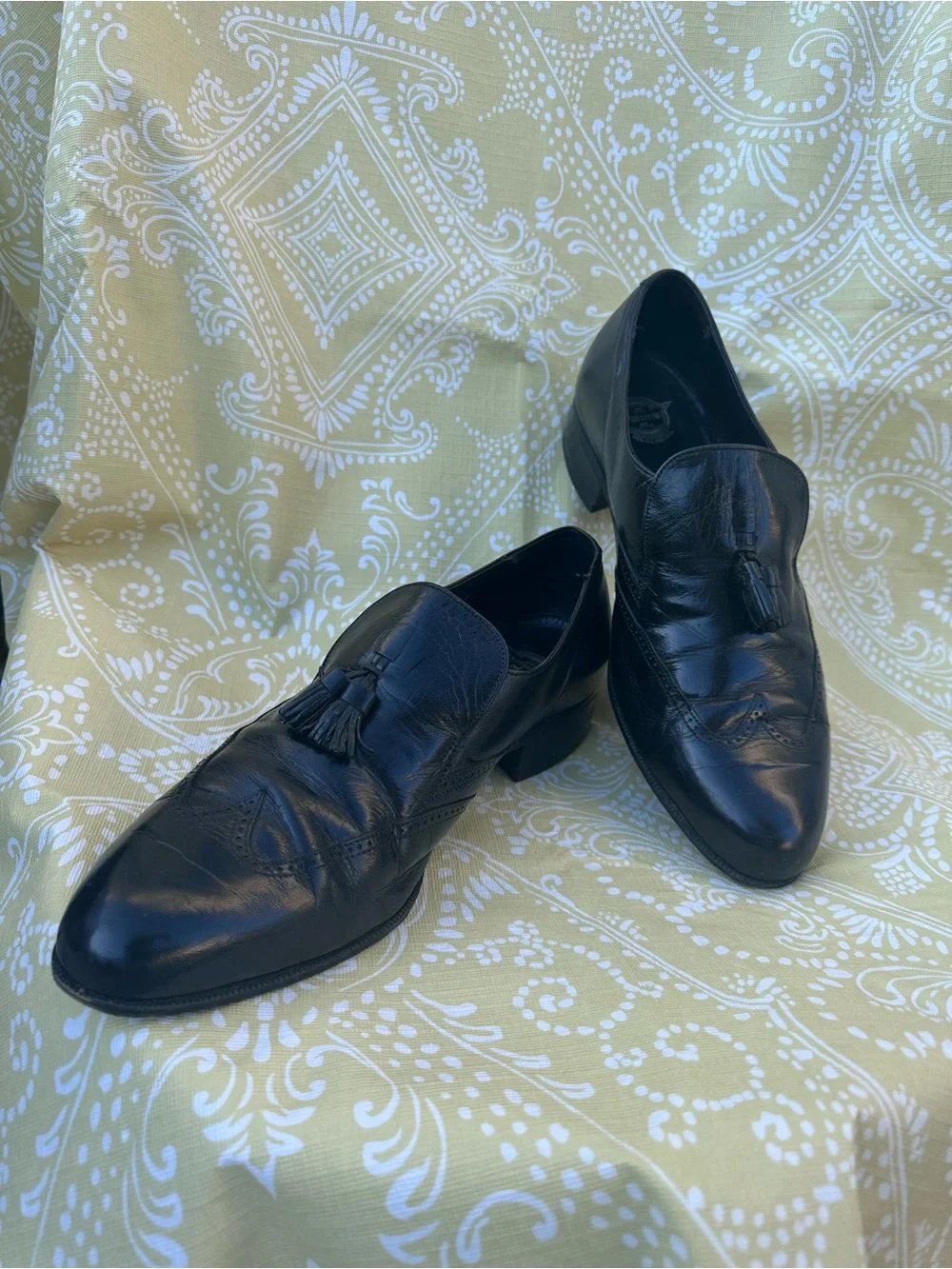 Florsheim VTG Black Leather Tassel Loafers